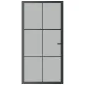 Porte intérieure 102,5x201,5 cm Noir Verre mat et aluminium