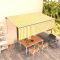 Auvent rétractable automatique avec store 5x3 m Jaune et blanc