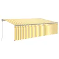 Auvent rétractable automatique avec store 5x3 m Jaune et blanc