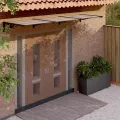 Auvent de porte Noir 297,5x90 cm Polycarbonate