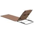 Tapis de plage pliables 2 pcs Acier et tissu marron