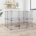 Cage animaux de compagnie à 20 panneaux et porte Noir 35x35 cm