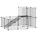 Cage animaux de compagnie à 20 panneaux et porte Noir 35x35 cm