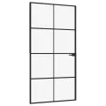 Porte d'intérieur Noir 102x201,5 cm Trempé verre aluminium fin