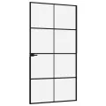 Porte d'intérieur Noir 102x201,5 cm Trempé verre aluminium fin