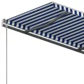 Auvent manuel rétractable sur pied 400x350 cm Bleu/Blanc