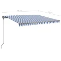 Auvent manuel rétractable sur pied 400x350 cm Bleu/Blanc
