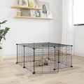 Cage animaux de compagnie à 12 panneaux et porte Noir 35x35 cm