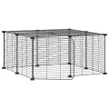 Cage animaux de compagnie à 12 panneaux et porte Noir 35x35 cm