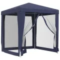 Tente de fête avec 4 parois latérales en maille Bleu 2x2 m PEHD