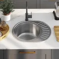 Évier de cuisine avec crépine et piège Ovale Acier inoxydable