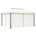Tonnelle et rideau et guirlande lumineuse LED 4x3 m Blanc crème