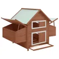 Poulailler Moka et blanc 150x96x110 cm Bois de sapin massif