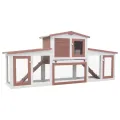 Clapier large d'extérieur Marron et blanc 204x45x85 cm Bois