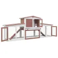 Clapier large d'extérieur Marron et blanc 204x45x85 cm Bois