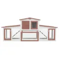Clapier large d'extérieur Marron et blanc 204x45x85 cm Bois