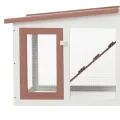 Clapier large d'extérieur Marron et blanc 204x45x85 cm Bois