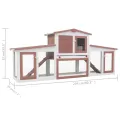 Clapier large d'extérieur Marron et blanc 204x45x85 cm Bois
