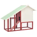 Clapier Rouge et blanc 140x63x120 cm Bois de sapin massif