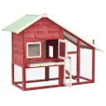 Clapier Rouge et blanc 140x63x120 cm Bois de sapin massif