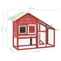 Clapier Rouge et blanc 140x63x120 cm Bois de sapin massif
