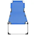 Chaise longue pliable extra haute pour seniors Bleu Aluminium