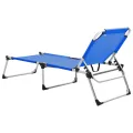 Chaise longue pliable extra haute pour seniors Bleu Aluminium