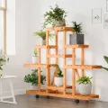 Support à fleurs avec roues 110x25x101 cm bois massif de sapin