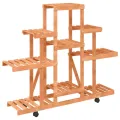 Support à fleurs avec roues 110x25x101 cm bois massif de sapin