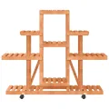 Support à fleurs avec roues 110x25x101 cm bois massif de sapin