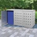 Abri de poubelle triple sur roulettes 240 L Acier inoxydable