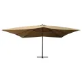 Parasol de jardin en porte-à-faux avec mât en bois taupe