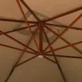 Parasol de jardin en porte-à-faux avec mât en bois taupe