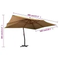 Parasol de jardin en porte-à-faux avec mât en bois taupe