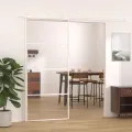 Porte coulissante Verre ESG et aluminium 90x205 cm Blanc