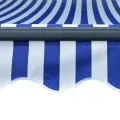Auvent manuel rétractable avec LED 300x250 cm Bleu et blanc