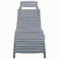 Chaise longue avec coussin Gris Bois d'acacia solide