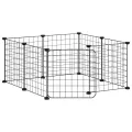 Cage animaux de compagnie à 8 panneaux et porte Noir 35x35 cm