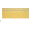 Auvent manuel rétractable avec store et LED 4x3m Jaune et blanc