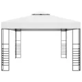Tonnelle avec guirlande lumineuse à LED 4x3x2,7 m Blanc
