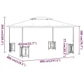 Tonnelle avec parois et toit double 3x4 m Crème
