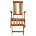 Chaise longue d'extérieur repose-pied et coussin Acacia solide