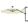 Parasol mural de jardin avec LED 300 cm sable
