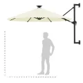 Parasol mural de jardin avec LED 300 cm sable