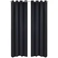 Rideau occultant 2 pcs avec œillets métalliques 135x175 cm Noir