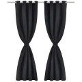 Rideau occultant 2 pcs avec œillets métalliques 135x175 cm Noir
