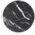 Dessus de table noir Ø80x1 cm verre trempé avec design marbre