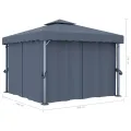 Tonnelle avec rideau 3x3 m Anthracite Aluminium
