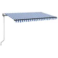 Auvent automatique capteur de vent/LED 400x350 cm Bleu et blanc