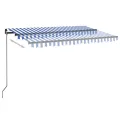 Auvent automatique capteur de vent/LED 400x350 cm Bleu et blanc